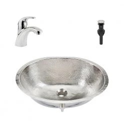 SINKOLOGY Pavlov All-in-One 19.25 in. Undermount Bathroom Sink with Pfister Parisa Faucet in Hammered Nickel