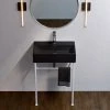 Swiss Madison Claire 24 in. Ceramic Console Sink Basin in Matte Black with Matte White Legs -Bathroom Sinks Sales matte black matte white swiss madison console sinks sm cs791 64 1000