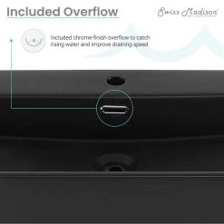 Swiss Madison Claire 30 in. Ceramic Console Sink Basin and Legs Combo in Matte Black Basin with Matte White Legs -Bathroom Sinks Sales matte black matte white swiss madison console sinks sm cs792 1d 1000