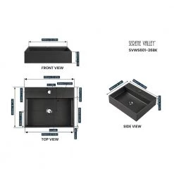 SERENE VALLEY 26 in. Wall-Mount Install or On Countertop Bathroom Sink with Single Faucet Hole in Matte Black -Bathroom Sinks Sales matte black serene valley wall mount sinks svws601 26bk 1f 1000