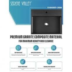 SERENE VALLEY 26 in. Wall-Mount Install or On Countertop Bathroom Sink with Single Faucet Hole in Matte Black -Bathroom Sinks Sales matte black serene valley wall mount sinks svws601 26bk 44 1000
