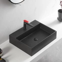 SERENE VALLEY 26 in. Wall-Mount Install or On Countertop Bathroom Sink with Single Faucet Hole in Matte Black -Bathroom Sinks Sales matte black serene valley wall mount sinks svws601 26bk 4f 1000