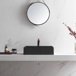 SERENE VALLEY 26 in. Wall-Mount Install or On Countertop Bathroom Sink with Single Faucet Hole in Matte Black -Bathroom Sinks Sales matte black serene valley wall mount sinks svws601 26bk 66 1000