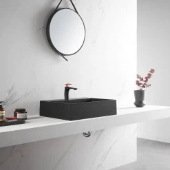 SERENE VALLEY 26 in. Wall-Mount Install or On Countertop Bathroom Sink with Single Faucet Hole in Matte Black -Bathroom Sinks Sales matte black serene valley wall mount sinks svws601 26bk 76 1000