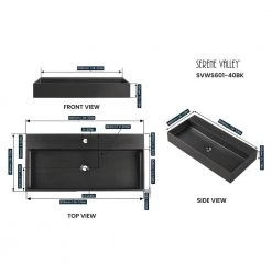 SERENE VALLEY Bathroom Sink, Wall-Mount Install or On Countertop, 40 in. with Single Faucet Hole -Bathroom Sinks Sales matte black serene valley wall mount sinks svws601 40bk 4f 1000
