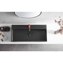 SERENE VALLEY Bathroom Sink, Wall-Mount Install or On Countertop, 40 in. with Single Faucet Hole -Bathroom Sinks Sales matte black serene valley wall mount sinks svws601 40bk 66 1000