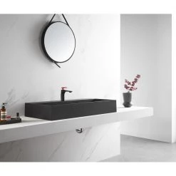 SERENE VALLEY Bathroom Sink, Wall-Mount Install or On Countertop, 40 in. with Single Faucet Hole -Bathroom Sinks Sales matte black serene valley wall mount sinks svws601 40bk 76 1000