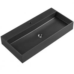 SERENE VALLEY Bathroom Sink, Wall-Mount Install or On Countertop, 40 in. with Single Faucet Hole -Bathroom Sinks Sales matte black serene valley wall mount sinks svws601 40bk d4 1000