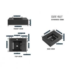 SERENE VALLEY 26 in. Wall-Mount Install or On Countertop Bathroom Composite Sink with Single Faucet Hole in Matte Black -Bathroom Sinks Sales matte black serene valley wall mount sinks svws602 26bk 1f 1000