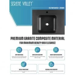 SERENE VALLEY 26 in. Wall-Mount Install or On Countertop Bathroom Composite Sink with Single Faucet Hole in Matte Black -Bathroom Sinks Sales matte black serene valley wall mount sinks svws602 26bk 44 1000