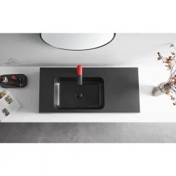 SERENE VALLEY 40 in. Wall-Mount Install or On Countertop Bathroom Sink with Single Faucet Hole in Matte Black -Bathroom Sinks Sales matte black serene valley wall mount sinks svws602 40bk fa 1000