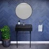 Swiss Madison Claire 24 in. Ceramic Matte Black Console Sink Basin Black Legs -Bathroom Sinks Sales matte black swiss madison console sinks sm cs781 64 1000