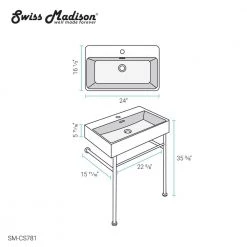 Swiss Madison Claire 24 in. Ceramic Matte Black Console Sink Basin Black Legs -Bathroom Sinks Sales matte black swiss madison console sinks sm cs781 76 1000