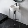 Swiss Madison Monaco Ceramic Matte Black Console Sink Basin and Leg Combo -Bathroom Sinks Sales matte black swiss madison console sinks sm cs800mb 64 1000