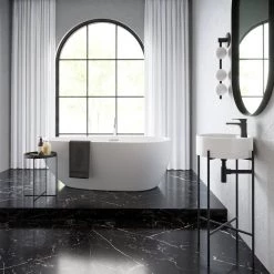 Swiss Madison Monaco Ceramic Matte Black Console Sink Basin and Leg Combo -Bathroom Sinks Sales matte black swiss madison console sinks sm cs800mb d4 1000