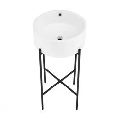 Swiss Madison Monaco Ceramic White and Matte Black Console Sink Basin and Leg Combo -Bathroom Sinks Sales matte black swiss madison console sinks sm cs801mb 4f 1000