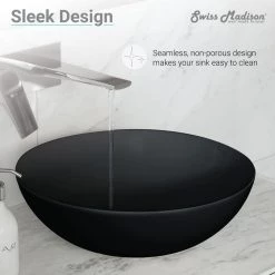 Swiss Madison Classe Vessel Sink in Matte Black 23 Swiss Madison Classe Vessel Sink in Matte Black -Bathroom Sinks Sales matte black swiss madison vessel sinks sm vs241 1f 1000