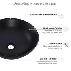 Swiss Madison Classe Vessel Sink in Matte Black 21 Swiss Madison Classe Vessel Sink in Matte Black -Bathroom Sinks Sales matte black swiss madison vessel sinks sm vs241 c3 1000