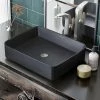 Swiss Madison Concorde Matte Black Ceramic Rectangle Vessel Sink -Bathroom Sinks Sales matte black swiss madison vessel sinks sm vs242mb 64 1000