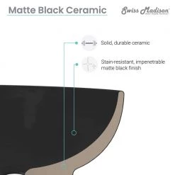 Swiss Madison Concorde Matte Black Ceramic Rectangle Vessel Sink -Bathroom Sinks Sales matte black swiss madison vessel sinks sm vs242mb c3 1000