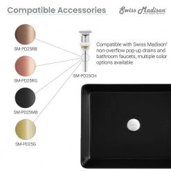 Swiss Madison Concorde Matte Black Ceramic Rectangle Vessel Sink -Bathroom Sinks Sales matte black swiss madison vessel sinks sm vs242mb fa 1000