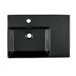Swiss Madison St. Tropez 24 in. x 18 in. Matte Black Ceramic Wall Hung Vessel Sink with Left Side Faucet Mount -Bathroom Sinks Sales matte black swiss madison wall mount sinks sm ws322mb 40 1000