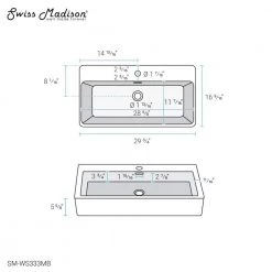 Swiss Madison Claire 29.75 in. Rectangle Wall Mount Bathroom Sink in Matte Black -Bathroom Sinks Sales matte black swiss madison wall mount sinks sm ws333mb 4f 1000