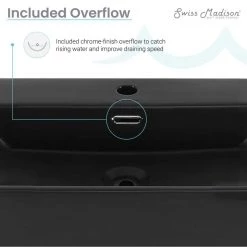 Swiss Madison Claire 29.75 in. Rectangle Wall Mount Bathroom Sink in Matte Black -Bathroom Sinks Sales matte black swiss madison wall mount sinks sm ws333mb d4 1000