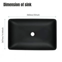 TOOLKISS Glass Rectangular Vessel Sink in Matte Black with Faucet and Pop-Up Drain -Bathroom Sinks Sales matte black toolkiss vessel sinks ad sink mb08 1d 1000