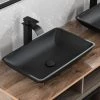 TOOLKISS Glass Rectangular Vessel Sink in Matte Black with Faucet and Pop-Up Drain 1 TOOLKISS Glass Rectangular Vessel Sink in Matte Black with Faucet and Pop-Up Drain -Bathroom Sinks Sales matte black toolkiss vessel sinks ad sink mb08 64 1000