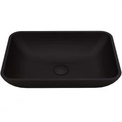 VIGO Matte Shell Sottile Glass Rectangular Vessel Bathroom Sink in Black