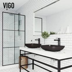 VIGO Matte Shell Sottile Glass Rectangular Vessel Bathroom Sink in Black -Bathroom Sinks Sales matte black vigo vessel sinks vg07110 a0 1000