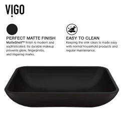VIGO Matte Shell Sottile Glass Rectangular Vessel Bathroom Sink in Black -Bathroom Sinks Sales matte black vigo vessel sinks vg07110 c3 1000