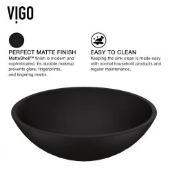 VIGO Matte Shell Cavalli Glass Round Vessel Bathroom Sink in Black -Bathroom Sinks Sales matte black vigo vessel sinks vg07111 c3 1000