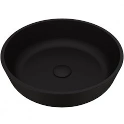 VIGO Matte Shell Modus Glass Round Vessel Bathroom Sink in Black