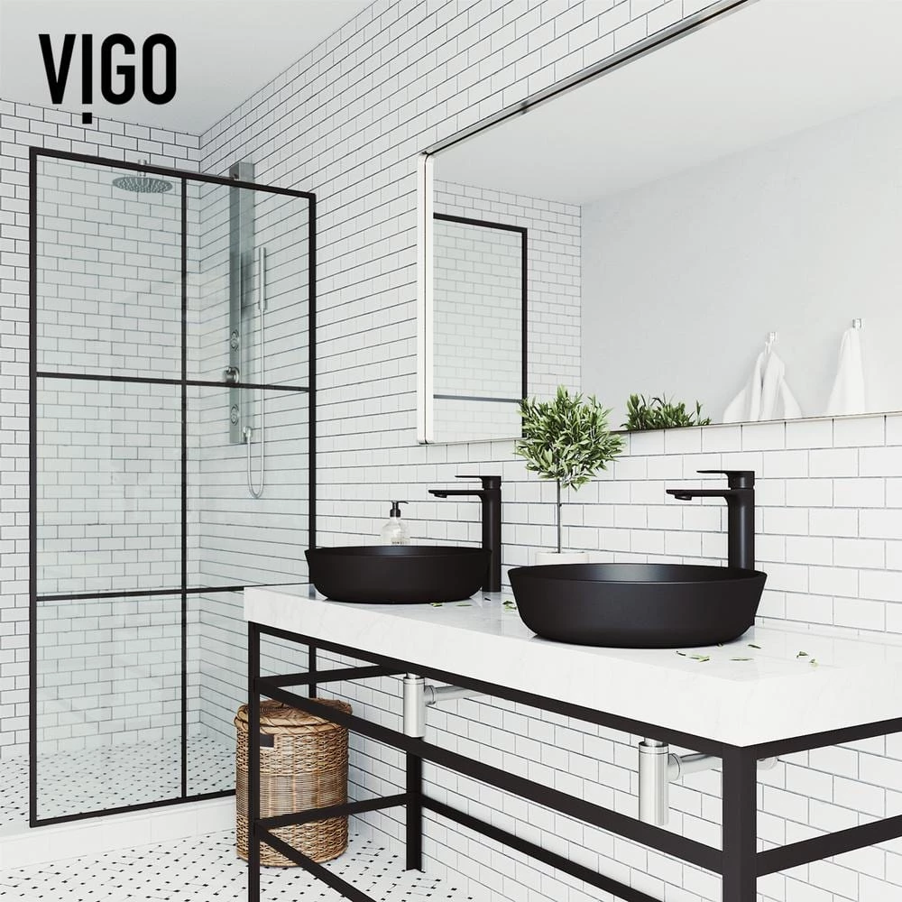 VIGO Matte Shell Modus Glass Round Vessel Bathroom Sink in Black 5 VIGO Matte Shell Modus Glass Round Vessel Bathroom Sink in Black - Image 3