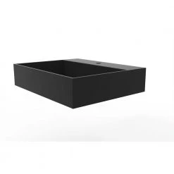 Castellousa Juniper 24 in. Wall Mount Solid Surface Rectangular Single Basin Non Vessel Bathroom Sink in Matte Black -Bathroom Sinks Sales matte black wall mount sinks cb gm 2056 24 b 4f 1000