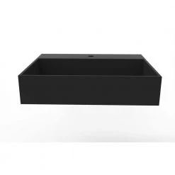 Castellousa Juniper 24 in. Wall Mount Solid Surface Rectangular Single Basin Non Vessel Bathroom Sink in Matte Black -Bathroom Sinks Sales matte black wall mount sinks cb gm 2056 24 b c3 1000