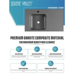 SERENE VALLEY 32 in. Wall-Mount or Countertop Install, Bathroom Sink with Single Faucet Hole in Matte Gray -Bathroom Sinks Sales matte gray serene valley wall mount sinks svws602 32gr 44 1000