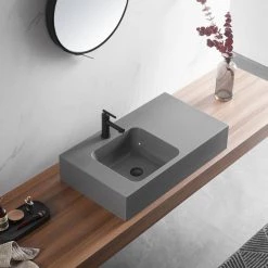 SERENE VALLEY 32 in. Wall-Mount or Countertop Install, Bathroom Sink with Single Faucet Hole in Matte Gray -Bathroom Sinks Sales matte gray serene valley wall mount sinks svws602 32gr fa 1000