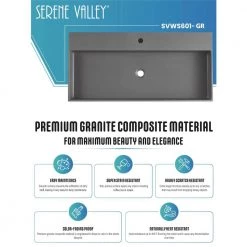 SERENE VALLEY 47 in. Wall-Mount Install or On Countertop Bathroom Sink with Single Faucet Hole in Matte Gray -Bathroom Sinks Sales matte gray wall mount sinks svws601 47gr 4f 1000