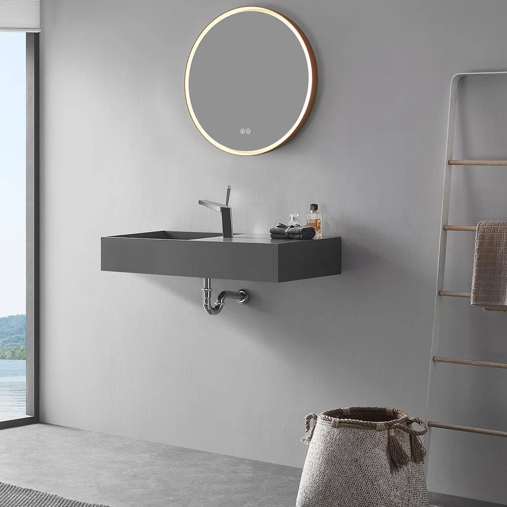 SERENE VALLEY 32 in. Wall-Mount or Countertop Bathroom Hidden Drain with Side Faucet Hole in Matte Gray 7 SERENE VALLEY 32 in. Wall-Mount or Countertop Bathroom Hidden Drain with Side Faucet Hole in Matte Gray - Image 5