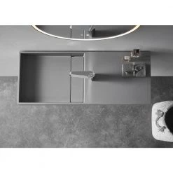SERENE VALLEY 32 in. Wall-Mount or Countertop Bathroom Hidden Drain with Side Faucet Hole in Matte Gray 16 SERENE VALLEY 32 in. Wall-Mount or Countertop Bathroom Hidden Drain with Side Faucet Hole in Matte Gray -Bathroom Sinks Sales matte gray wall mount sinks svws613 32gr fa 1000