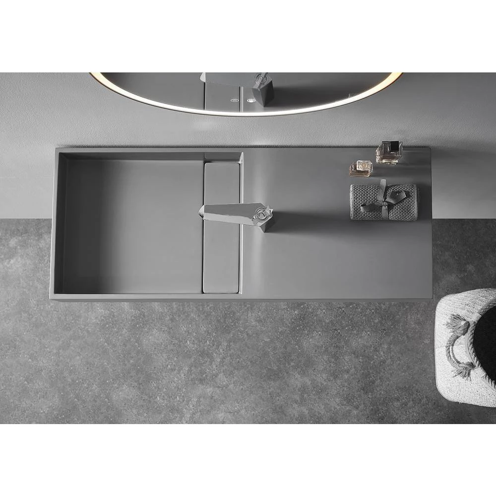 SERENE VALLEY 32 in. Wall-Mount or Countertop Bathroom Hidden Drain with Side Faucet Hole in Matte Gray 9 SERENE VALLEY 32 in. Wall-Mount or Countertop Bathroom Hidden Drain with Side Faucet Hole in Matte Gray - Image 7