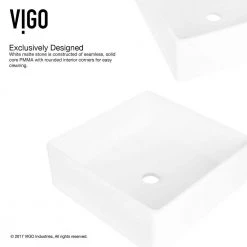 VIGO Matte Stone Dianthus Composite Square Vessel Bathroom Sink in White 18 VIGO Matte Stone Dianthus Composite Square Vessel Bathroom Sink in White -Bathroom Sinks Sales matte stone vigo vessel sinks vg04001 77 1000