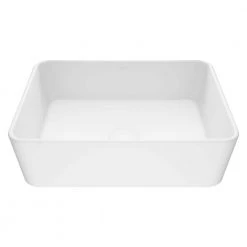 VIGO Matte Stone Marigold Composite Rectangular Vessel Bathroom Sink in White