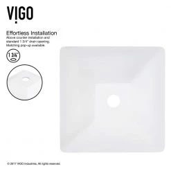 VIGO Matte Stone Hibiscus Composite Square Vessel Bathroom Sink in White -Bathroom Sinks Sales matte stone vigo vessel sinks vg04004 1d 1000