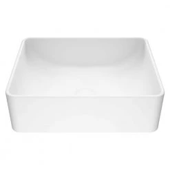VIGO Matte Stone Amaryllis Composite Rectangular Vessel Bathroom Sink in White