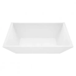 VIGO Matte Stone Vinca Composite Rectangular Vessel Bathroom Sink in White