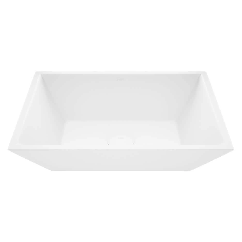 VIGO Matte Stone Vinca Composite Rectangular Vessel Bathroom Sink in White 3 VIGO Matte Stone Vinca Composite Rectangular Vessel Bathroom Sink in White